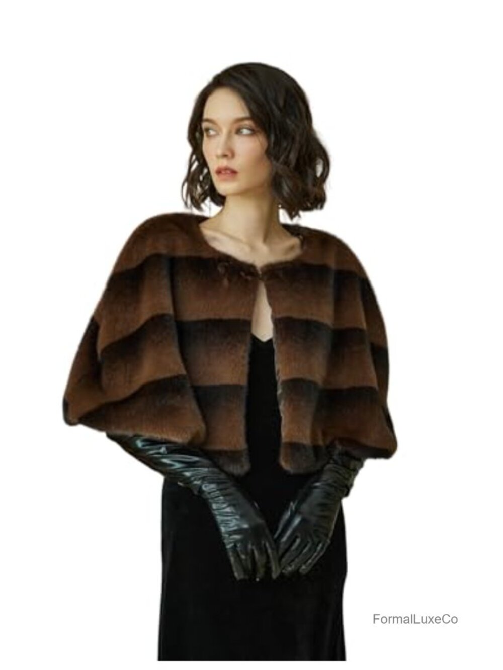 Faux Mink Fur Cape Vintage Capelet Winter Luxury Fur Cape